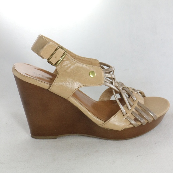 MADDEN GIRL Klydee Strappy Tan/Silver Wedges - Picture 2 of 8